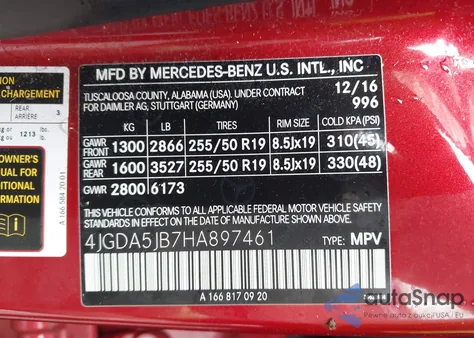 2017 Mercedes-Benz Gle 350 from USA, damaged, VIN 4JGDA5JB7HA897461